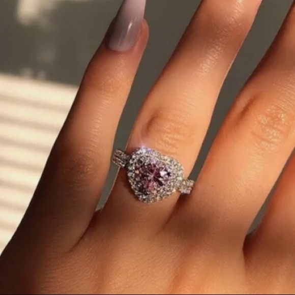 NEW 925 SILVER PINK SAPPHIRE GEMSTONE HEART RING - Picture 3 of 3